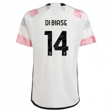 Kandiny Kinder Gianmarco Di Biase #14 Weiß Rosa Auswärtstrikot Trikot 2023/24 T-Shirt