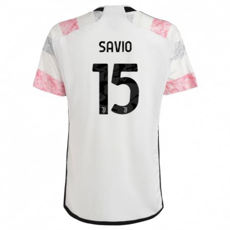 Kandiny Kinder Federico Savio #15 Weiß Rosa Auswärtstrikot Trikot 2023/24 T-Shirt