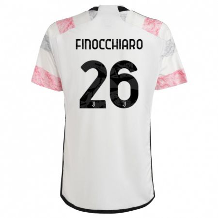 Kandiny Kinder Gabriele Finocchiaro #26 Weiß Rosa Auswärtstrikot Trikot 2023/24 T-Shirt