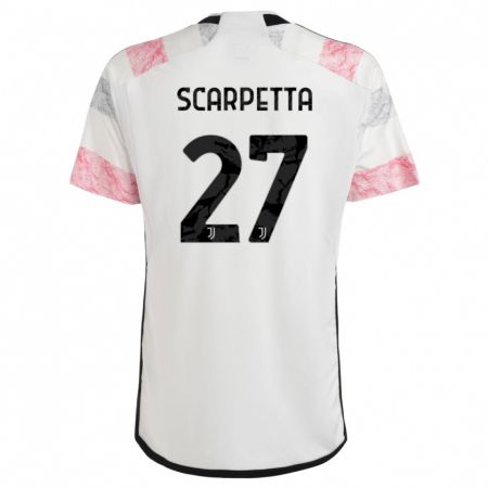 Kandiny Kinder Jacopo Scarpetta #27 Weiß Rosa Auswärtstrikot Trikot 2023/24 T-Shirt