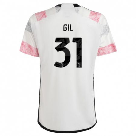 Kandiny Kinder Javier Gil #31 Weiß Rosa Auswärtstrikot Trikot 2023/24 T-Shirt