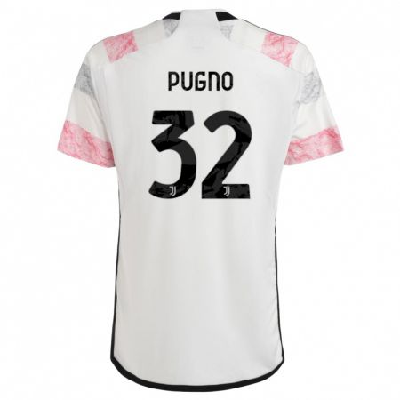 Kandiny Kinder Diego Pugno #32 Weiß Rosa Auswärtstrikot Trikot 2023/24 T-Shirt