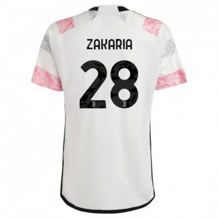 Kandiny Kinder Denis Zakaria #28 Weiß Rosa Auswärtstrikot Trikot 2023/24 T-Shirt
