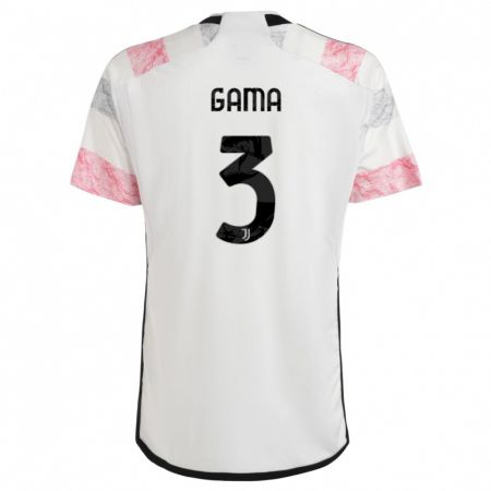 Kandiny Kinder Sara Gama #3 Weiß Rosa Auswärtstrikot Trikot 2023/24 T-Shirt