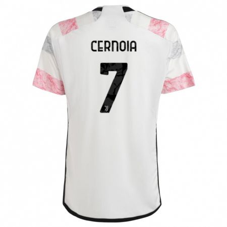Kandiny Kinder Valentina Cernoia #7 Weiß Rosa Auswärtstrikot Trikot 2023/24 T-Shirt