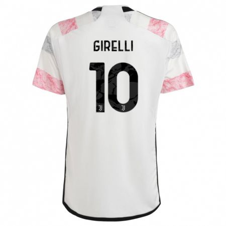 Kandiny Kinder Cristiana Girelli #10 Weiß Rosa Auswärtstrikot Trikot 2023/24 T-Shirt