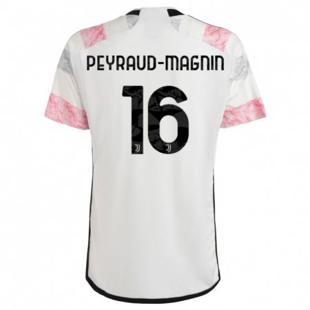 Kandiny Kinder Pauline Peyraud-Magnin #16 Weiß Rosa Auswärtstrikot Trikot 2023/24 T-Shirt