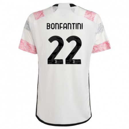 Kandiny Kinder Agnese Bonfantini #22 Weiß Rosa Auswärtstrikot Trikot 2023/24 T-Shirt