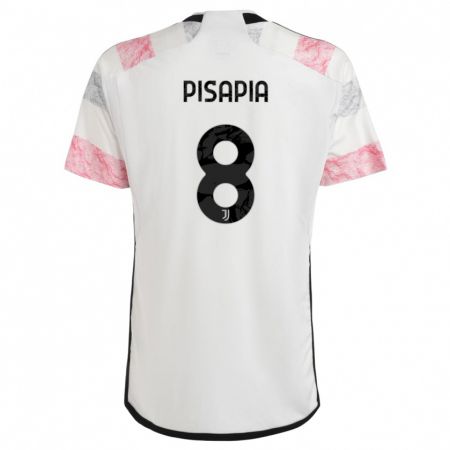 Kandiny Kinder Luciano Pisapia #8 Weiß Rosa Auswärtstrikot Trikot 2023/24 T-Shirt