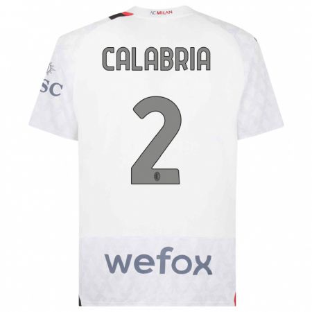 Kandiny Kinder Davide Calabria #2 Weiß Auswärtstrikot Trikot 2023/24 T-Shirt