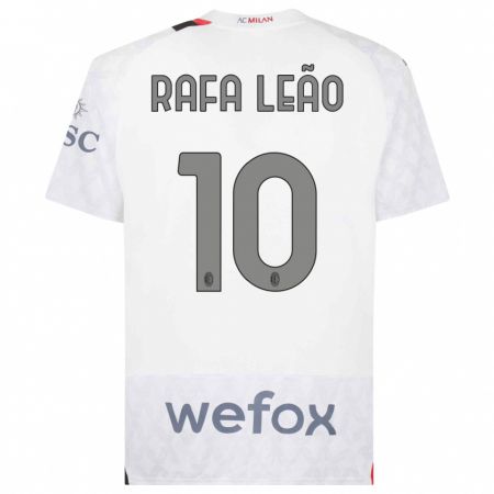 Kandiny Kinder Rafael Leão #10 Weiß Auswärtstrikot Trikot 2023/24 T-Shirt