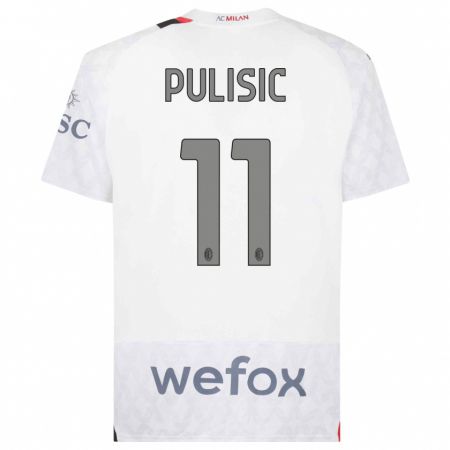 Kandiny Kinder Christian Pulisic #11 Weiß Auswärtstrikot Trikot 2023/24 T-Shirt