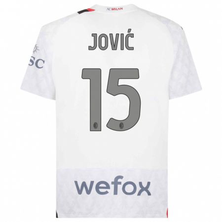 Kandiny Kinder Luka Jovic #15 Weiß Auswärtstrikot Trikot 2023/24 T-Shirt
