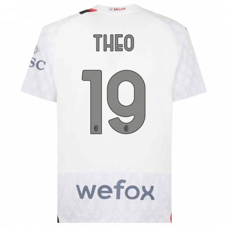 Kandiny Kinder Theo Hernández #19 Weiß Auswärtstrikot Trikot 2023/24 T-Shirt