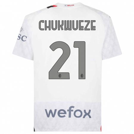 Kandiny Kinder Samuel Chukwueze #21 Weiß Auswärtstrikot Trikot 2023/24 T-Shirt