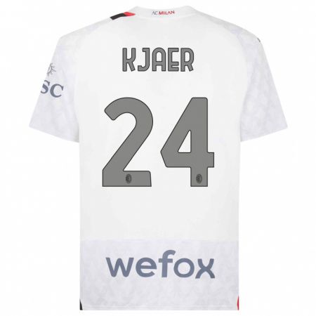 Kandiny Kinder Simon Kjaer #24 Weiß Auswärtstrikot Trikot 2023/24 T-Shirt