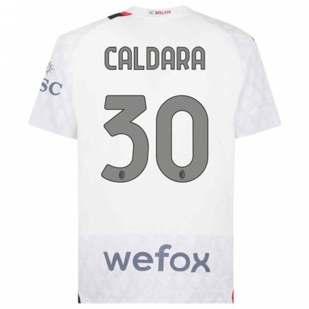 Kandiny Kinder Mattia Caldara #30 Weiß Auswärtstrikot Trikot 2023/24 T-Shirt