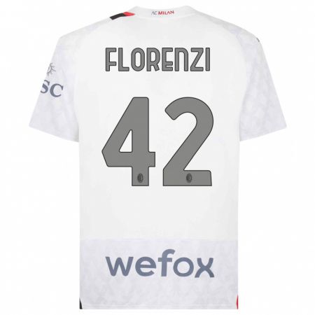 Kandiny Kinder Alessandro Florenzi #42 Weiß Auswärtstrikot Trikot 2023/24 T-Shirt