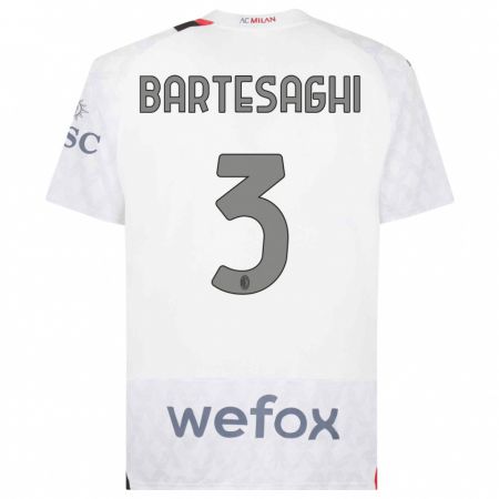 Kandiny Kinder Davide Bartesaghi #3 Weiß Auswärtstrikot Trikot 2023/24 T-Shirt