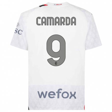 Kandiny Kinder Francesco Camarda #9 Weiß Auswärtstrikot Trikot 2023/24 T-Shirt