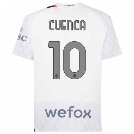 Kandiny Kinder Hugo Cuenca #10 Weiß Auswärtstrikot Trikot 2023/24 T-Shirt