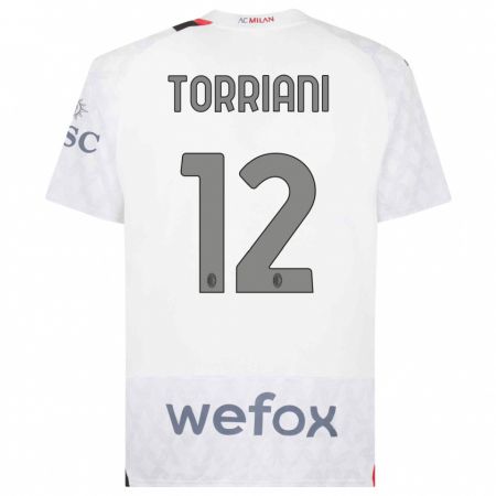 Kandiny Kinder Lorenzo Torriani #12 Weiß Auswärtstrikot Trikot 2023/24 T-Shirt