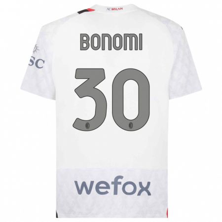Kandiny Kinder Alessandro Bonomi #30 Weiß Auswärtstrikot Trikot 2023/24 T-Shirt
