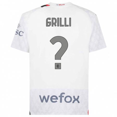 Kandiny Kinder Lorenzo Grilli #0 Weiß Auswärtstrikot Trikot 2023/24 T-Shirt