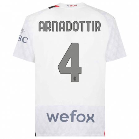Kandiny Kinder Guony Arnadottir #4 Weiß Auswärtstrikot Trikot 2023/24 T-Shirt