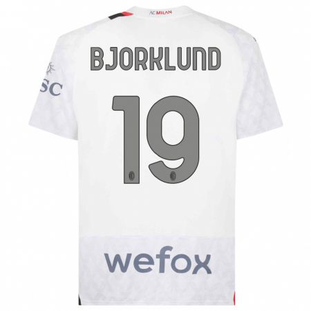Kandiny Kinder Lukas Bjorklund #19 Weiß Auswärtstrikot Trikot 2023/24 T-Shirt