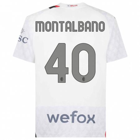 Kandiny Kinder Nicolo Montalbano #40 Weiß Auswärtstrikot Trikot 2023/24 T-Shirt