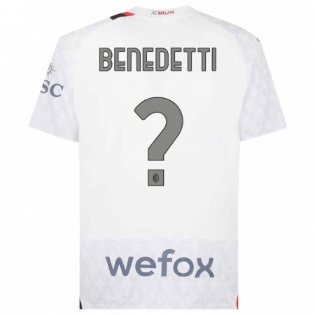 Kandiny Kinder Emanuele Benedetti #0 Weiß Auswärtstrikot Trikot 2023/24 T-Shirt