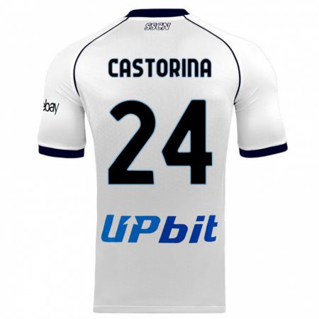 Kandiny Kinder Alessandro Castorina #24 Weiß Auswärtstrikot Trikot 2023/24 T-Shirt