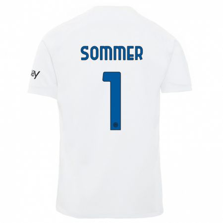 Kandiny Kinder Yann Sommer #1 Weiß Auswärtstrikot Trikot 2023/24 T-Shirt