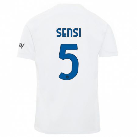 Kandiny Kinder Stefano Sensi #5 Weiß Auswärtstrikot Trikot 2023/24 T-Shirt