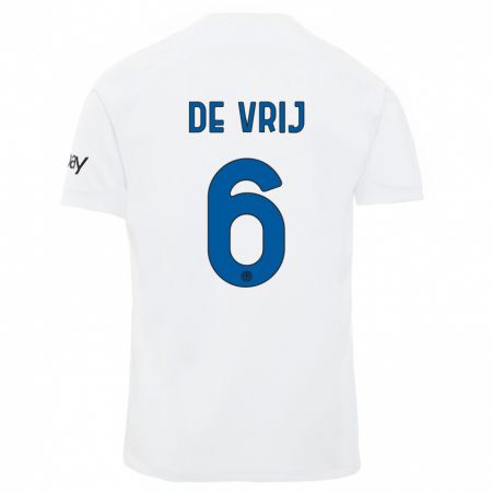Kandiny Kinder Stefan De Vrij #6 Weiß Auswärtstrikot Trikot 2023/24 T-Shirt