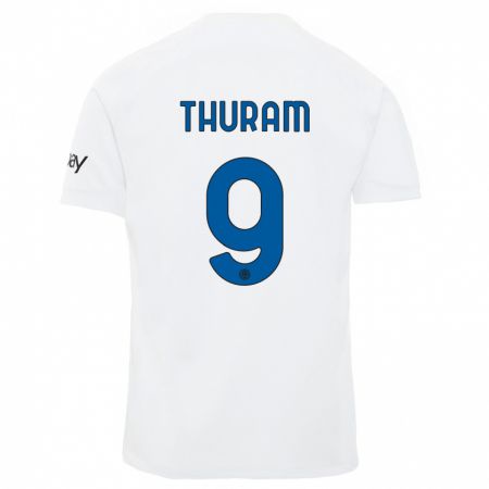 Kandiny Kinder Marcus Thuram #9 Weiß Auswärtstrikot Trikot 2023/24 T-Shirt