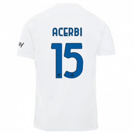 Kandiny Kinder Francesco Acerbi #15 Weiß Auswärtstrikot Trikot 2023/24 T-Shirt
