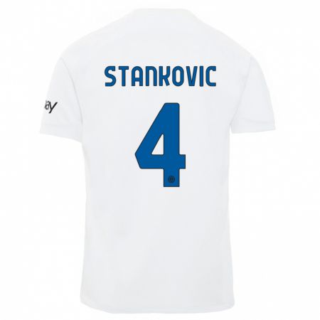Kandiny Kinder Aleksandar Stankovic #4 Weiß Auswärtstrikot Trikot 2023/24 T-Shirt