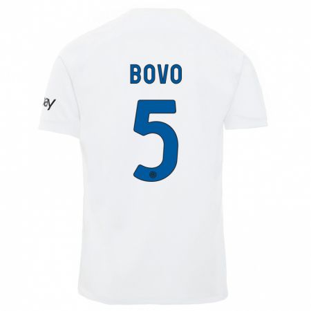 Kandiny Kinder Leonardo Bovo #5 Weiß Auswärtstrikot Trikot 2023/24 T-Shirt