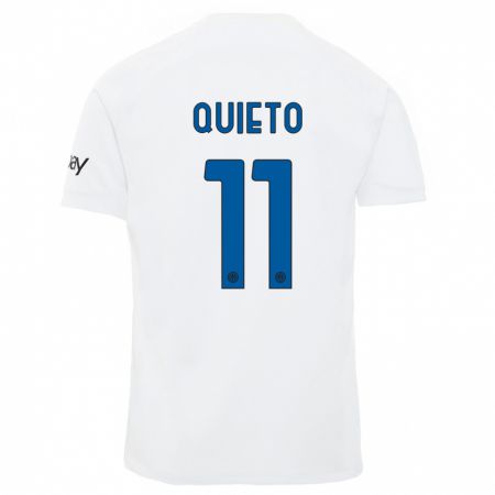 Kandiny Kinder Daniele Quieto #11 Weiß Auswärtstrikot Trikot 2023/24 T-Shirt
