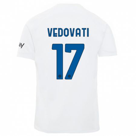 Kandiny Kinder Gabriele Vedovati #17 Weiß Auswärtstrikot Trikot 2023/24 T-Shirt