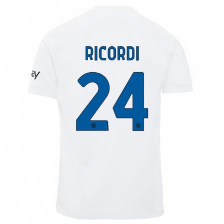 Kandiny Kinder Tommaso Ricordi #24 Weiß Auswärtstrikot Trikot 2023/24 T-Shirt