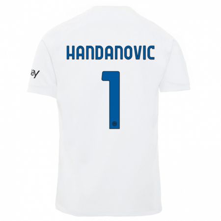 Kandiny Kinder Samir Handanovic #1 Weiß Auswärtstrikot Trikot 2023/24 T-Shirt