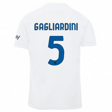 Kandiny Kinder Roberto Gagliardini #5 Weiß Auswärtstrikot Trikot 2023/24 T-Shirt