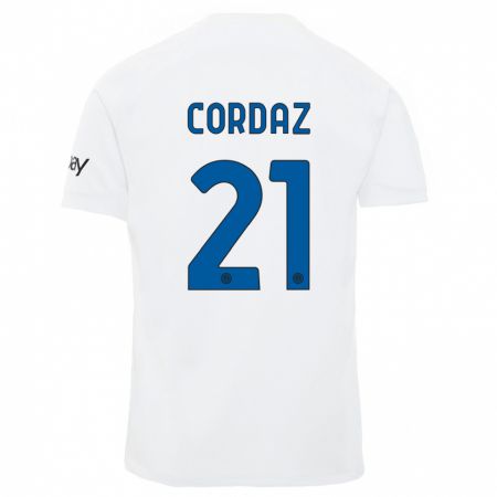 Kandiny Kinder Alex Cordaz #21 Weiß Auswärtstrikot Trikot 2023/24 T-Shirt