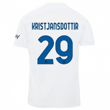 Kandiny Kinder Anna Bjork Kristjansdottir #29 Weiß Auswärtstrikot Trikot 2023/24 T-Shirt