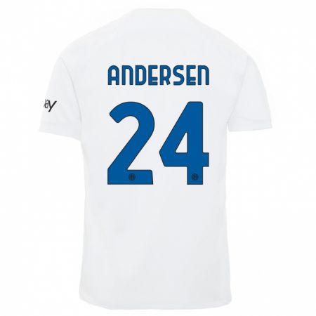 Kandiny Kinder Silas Andersen #24 Weiß Auswärtstrikot Trikot 2023/24 T-Shirt
