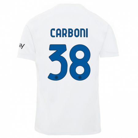 Kandiny Kinder Valentin Carboni #38 Weiß Auswärtstrikot Trikot 2023/24 T-Shirt
