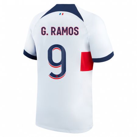 Kandiny Kinder Gonçalo Ramos #9 Weiß Auswärtstrikot Trikot 2023/24 T-Shirt